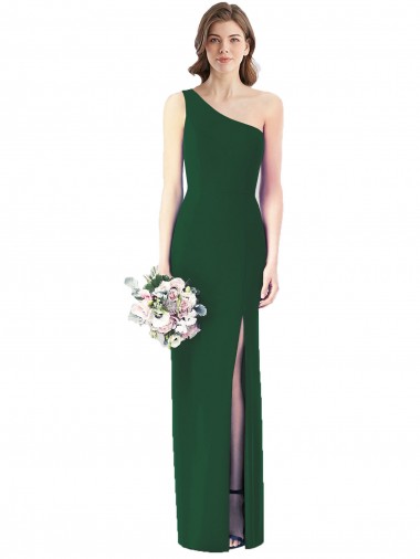 Dark Green Trumpet One Shoulder Long Bridesmaid Dress York