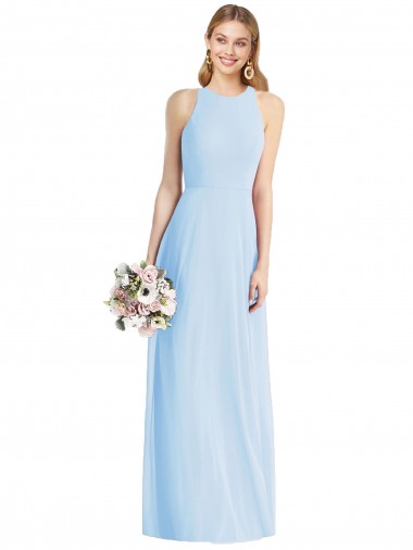 Light Sky Blue Trumpet Halter Neck Long Semi Formal Evening Dress / Bridesmaid Dress York