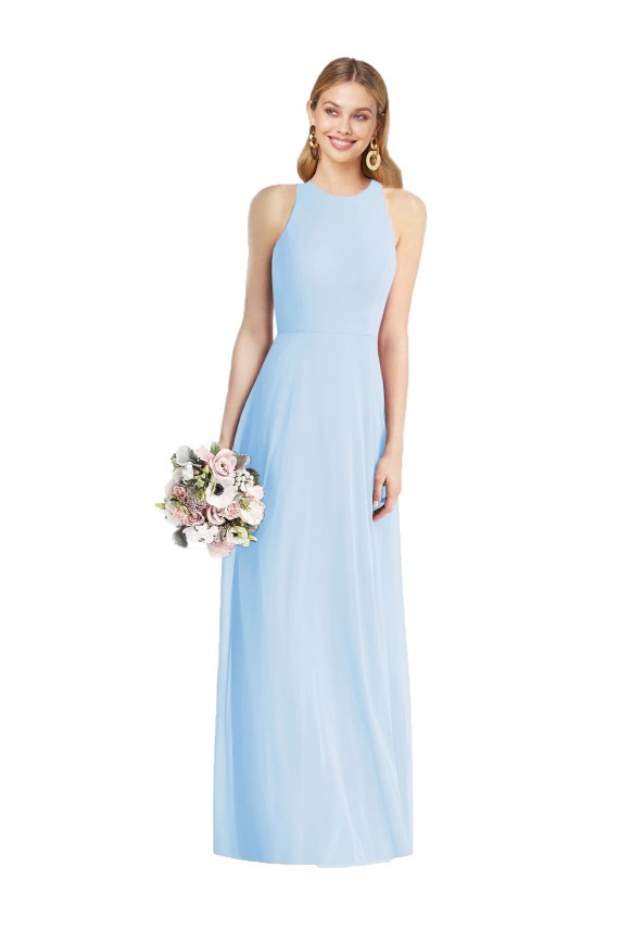Light Sky Blue Trumpet Halter Neck Long Semi Formal Evening Dress / Bridesmaid Dress York