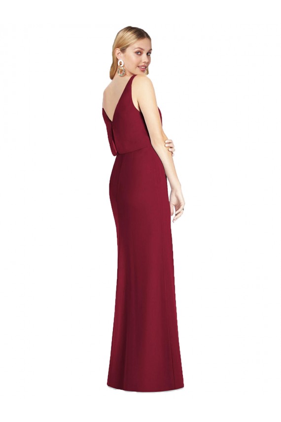 V-Back Dusty Pink Mermaid V-Neck Long Bridesmaid Dress York