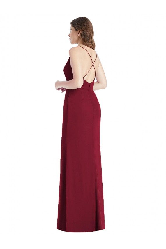 Open Back Hunter Mermaid V-Neck Long Bridesmaid Dress York