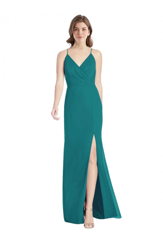Open Back Hunter Mermaid V-Neck Long Bridesmaid Dress York