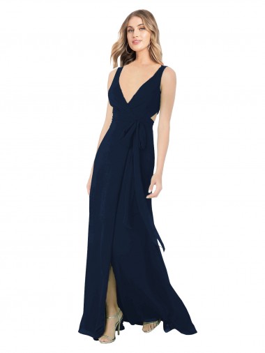 Dark Navy A-Line V-Neck Long Bridesmaid Dress / Evening Dress York