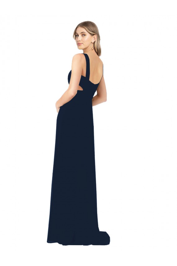 Dark Navy A-Line V-Neck Long Bridesmaid Dress / Evening Dress York