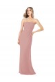 Dusty Pink Sheath Strapless Long Bridesmaid Dress York