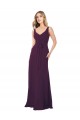 Grape A-Line V-Neck Long Floor Length Bridesmaid Dress York