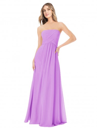 Violet A-Line Strapless Long Bridesmaid Dress York