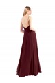 Low Back Burgundy Gold A-Line V-Neck Long Floor Length Bridesmaid Dress York