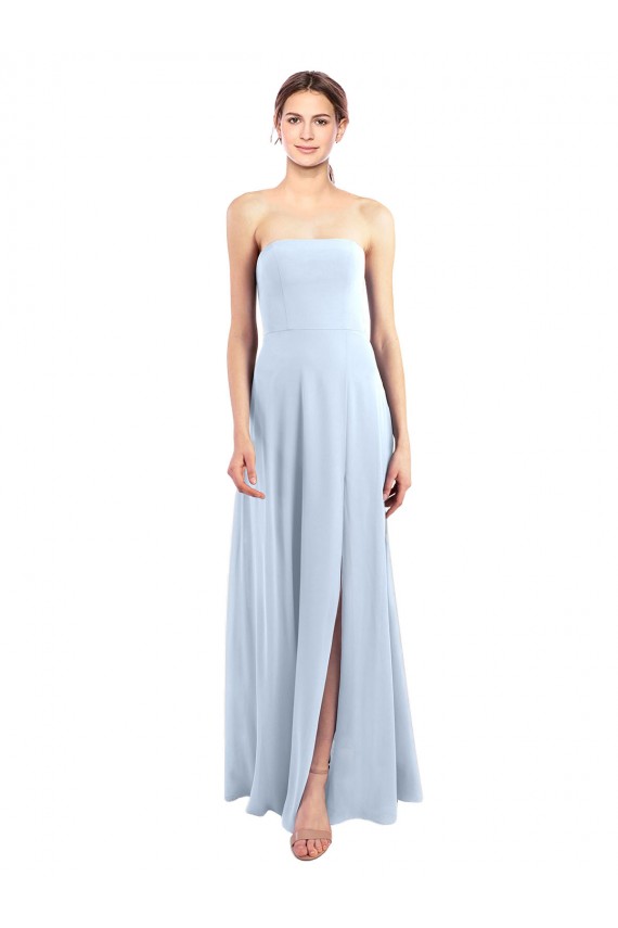 Light Sky Blue A-Line Strapless Long Bridesmaid Dress York