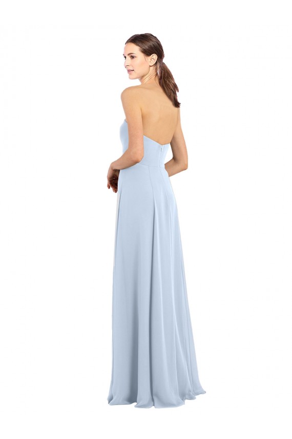 Light Sky Blue A-Line Strapless Long Bridesmaid Dress York
