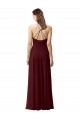 Open Back Burgundy Gold A-Line High Neck Long Bridesmaid Dress York