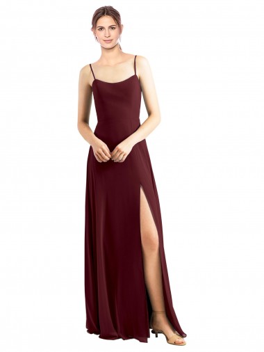 Burgundy Gold A-Line Scoop Neck Long Bridesmaid Dress / Evening Dress York