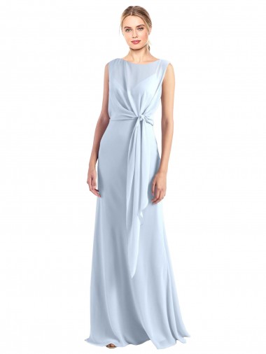 Keyhole Back Light Sky Blue A-Line V-Neck Long Bridesmaid Dress / Evening Gowns York