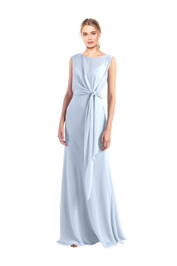Keyhole Back Light Sky Blue A-Line V-Neck Long Bridesmaid Dress / Evening Gowns York