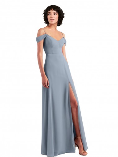 Dusty Blue A-Line V-Neck Long Formal Dress / Bridesmaid Dress York