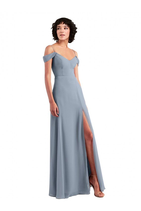 Dusty Blue A-Line V-Neck Long Formal Dress / Bridesmaid Dress York