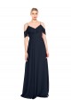 V-Back Dark Navy A-Line V-Neck Long Bridesmaid Dress York