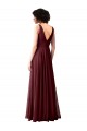V-Back Burgundy Gold A-Line Cowl Neck Long Bridesmaid Dress York