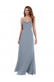 V-Back Dusty Blue A-Line Cowl Neck Long Formal Dress / Bridesmaid Dress York