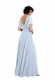 V-Back Light Sky Blue A-Line V-Neck Long Bridesmaid Dresses York