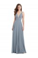 V-Back Dusty Blue A-Line V-Neck Long Bridesmaid Dress / Evening Gowns York
