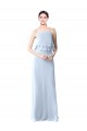 Light Sky Blue A-Line Halter Neck Long Bridesmaid Dresses York