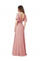 V-Back Bliss Pink A-Line V-Neck Long Bridesmaid Dress York