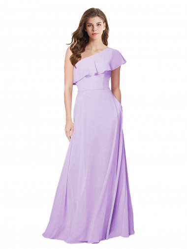 Lilac A-Line One Shoulder Long Bridesmaid Dress York