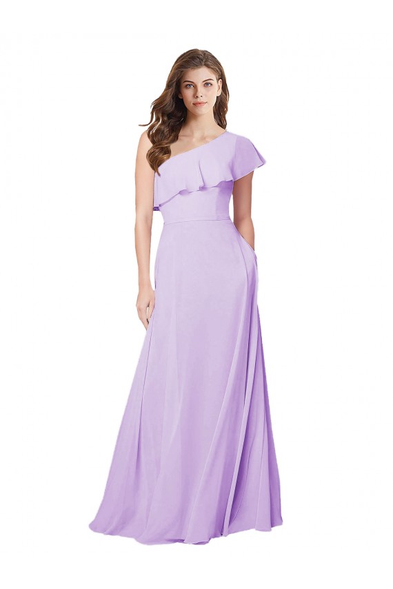 Lilac A-Line One Shoulder Long Bridesmaid Dress York