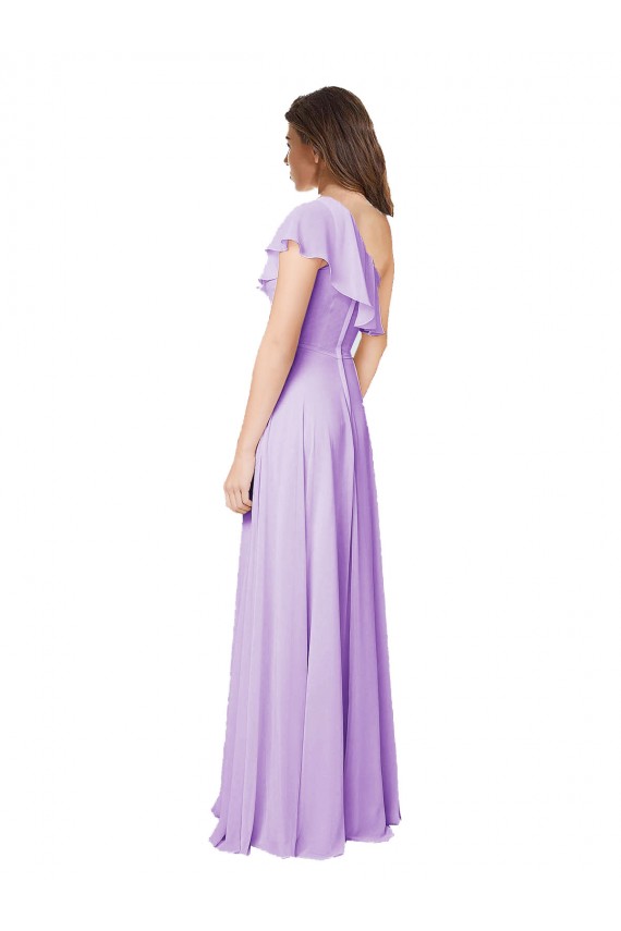 Lilac A-Line One Shoulder Long Bridesmaid Dress York
