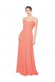 Open Back Coral A-Line Sweetheart Long Bridesmaid Dress York