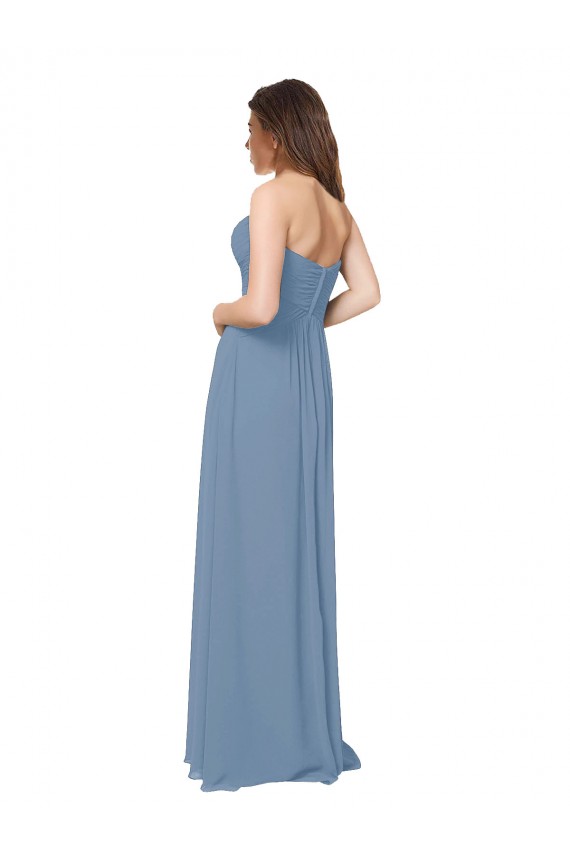 Low Back Dusty Blue A-Line Sweetheart Long Bridesmaid Dress / Evening Gowns York