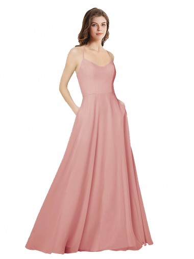 Open Back Bliss Pink A-Line Strapless Long Bridesmaid Dress York