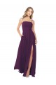 Keyhole Back Grape A-Line Strapless Long Bridesmaid Dress York