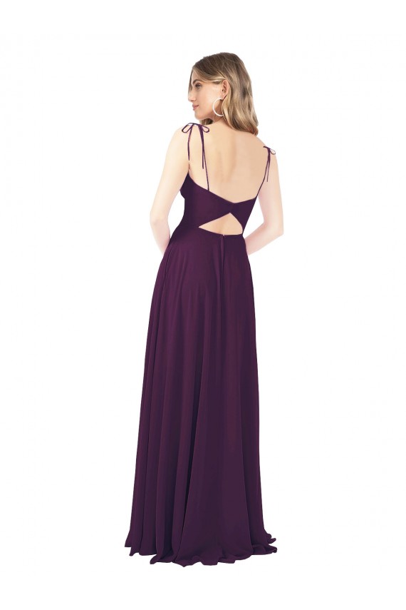Keyhole Back Grape A-Line Strapless Long Bridesmaid Dress York