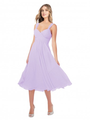 Lilac A-Line Sweetheart Midi Length High Low Bridesmaid Dress York