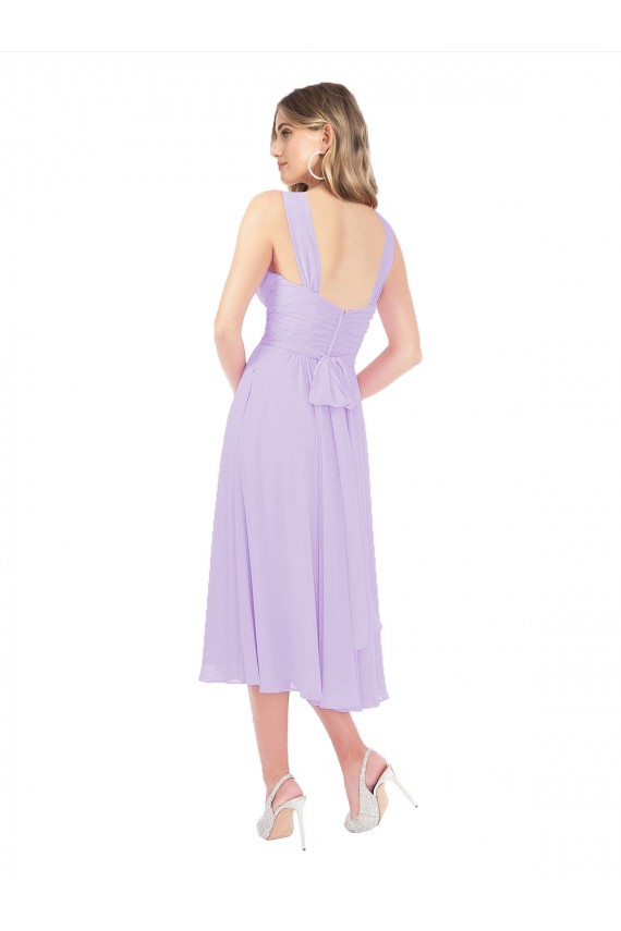 Lilac A-Line Sweetheart Midi Length High Low Bridesmaid Dress York