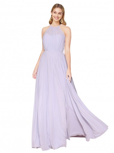 Lilac A-Line High Neck Long Formal Evening Gown / Prom Dress / Bridesmaid Dress York