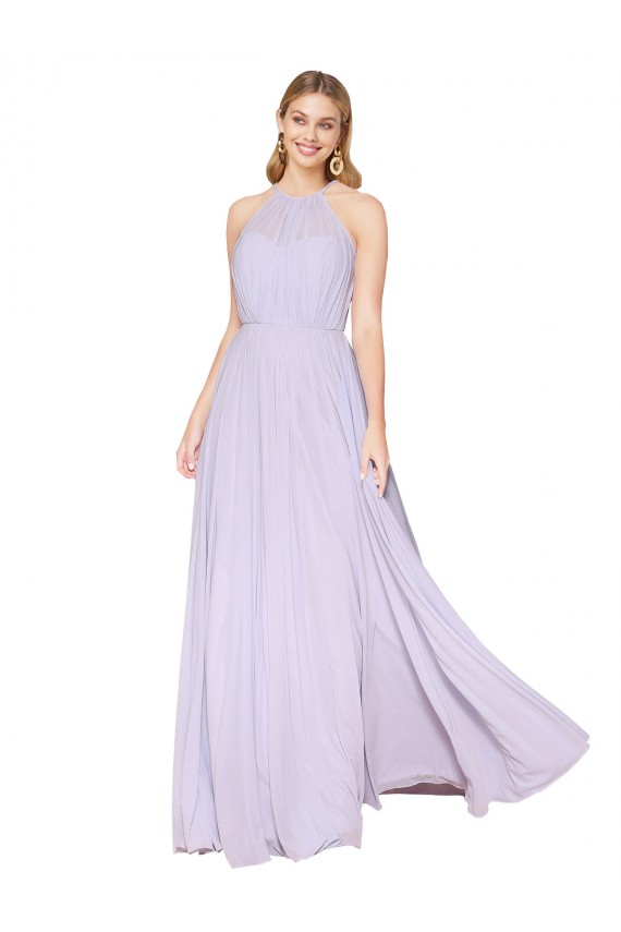 Lilac A-Line High Neck Long Formal Evening Gown / Prom Dress / Bridesmaid Dress York