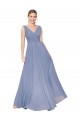 V-Back Dusty Blue A-Line High Neck Long Formal Evening Gown / Prom Dress / Bridesmaid Dress York