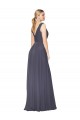 V-Back Dusty Blue A-Line High Neck Long Formal Evening Gown / Prom Dress / Bridesmaid Dress York