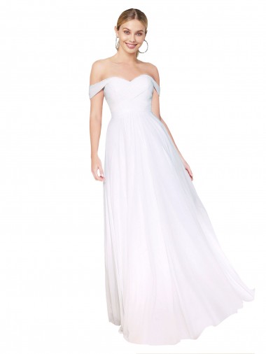 White A-Line High Neck Long Formal Evening Gown / Prom Dress / Bridesmaid Dress York