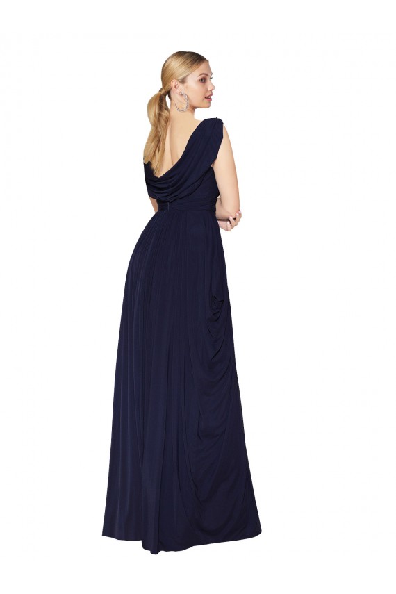 Dark Navy A-Line High Neck Long Formal Evening Gown / Prom Dress / Bridesmaid Dress York