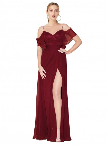 V-Back Burgundy Trumpet High Neck Long Formal Evening Gown / Prom Dress / Bridesmaid Dress York