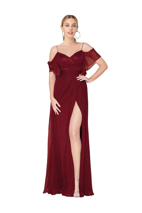 V-Back Burgundy Trumpet High Neck Long Formal Evening Gown / Prom Dress / Bridesmaid Dress York