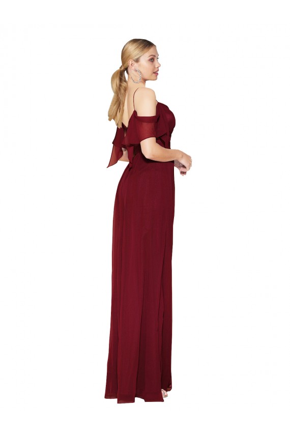 V-Back Burgundy Trumpet High Neck Long Formal Evening Gown / Prom Dress / Bridesmaid Dress York