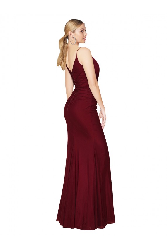 V-Back Burgundy Mermaid High Neck Long Formal Evening Gown / Prom Dress / Bridesmaid Dress York