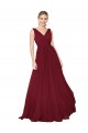 V-Back Burgundy A-Line High Neck Long Formal Dress / Bridesmaid Dress York