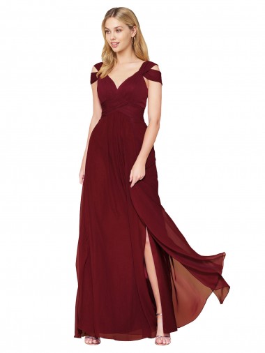 Burgundy A-Line High Neck Sleeveless Long Formal Evening Gown / Prom Dress / Bridesmaid Dress York