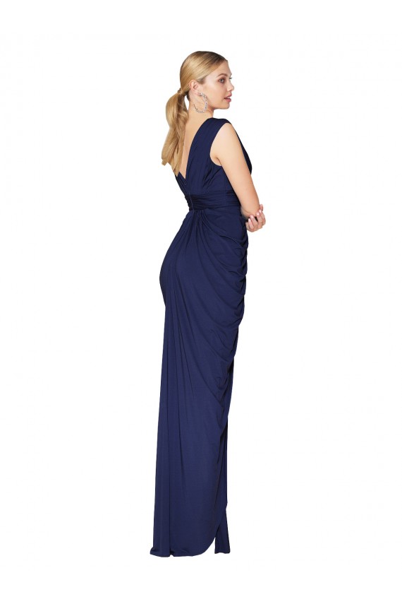 V-Back Dark Navy Mermaid High Neck Long Formal Evening Gown / Prom Dress / Bridesmaid Dress York